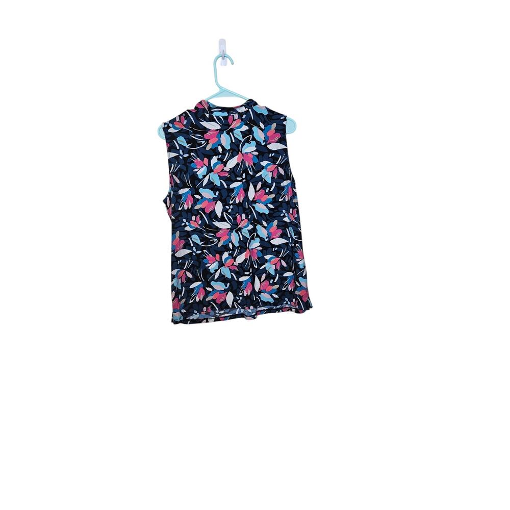 Anne Klein Size Large L Floral Abstract Vibrant Print Unique Sleeveless Blouse - Picture 4 of 8